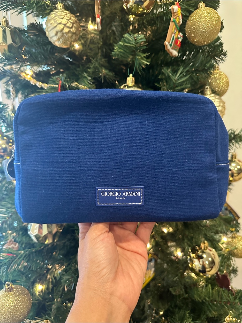 Giorgio Armani Navy Canvas Men's Toiletry Bag